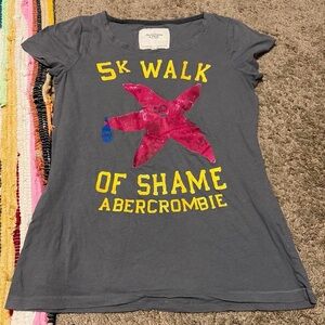 Abercrombie & Fitch Charcoal Tee with Pink and Yellow Graphic